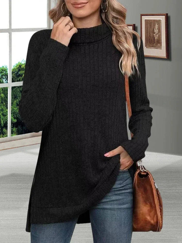 Herbst Warme Dicke Kälte Beständig Frauen Pullover Lose Gestrickte Rollkragen Damen Pullover Gestreiften Weiche Lange Ärmeln Neue Jumper.