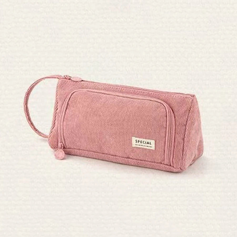 Modisches Aufbewahrungs-Federmäppchen aus Cord, geräumiges und langlebiges Design mit mehreren Fächern, tragbares Design, Schulbürobedarf.
