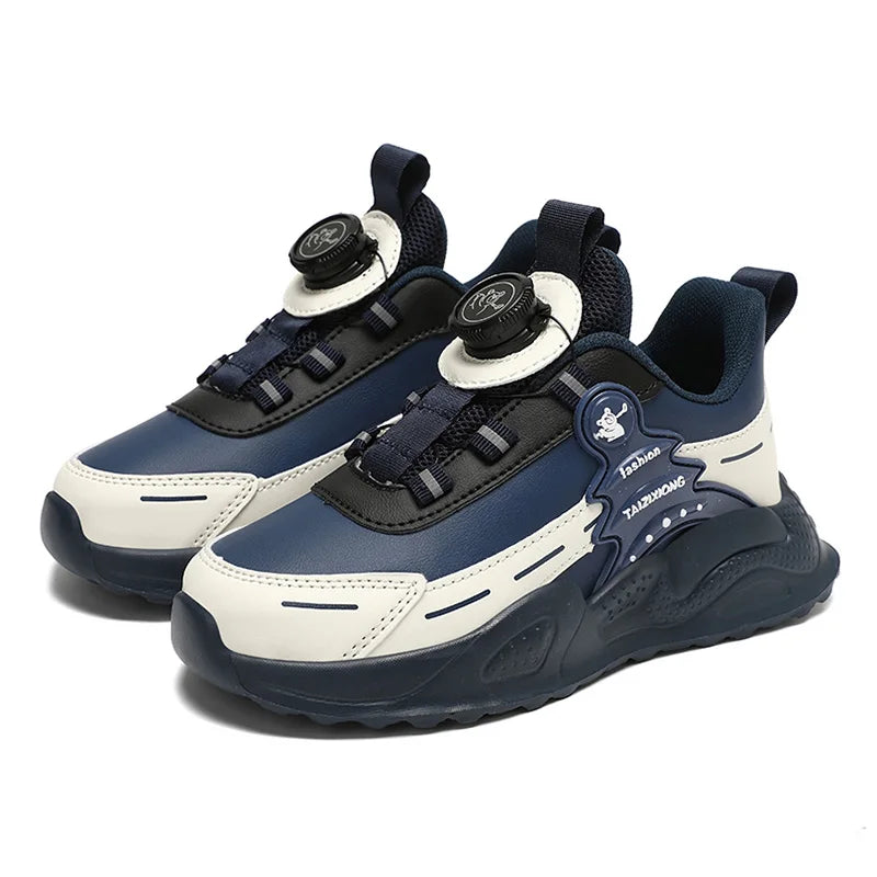 Boys Anti-Slip Waterproof Leather Running Shoes Outdoor Sports Walking Shoes Comfort Kids Sneakers For Autumn Winter 5-16 Years