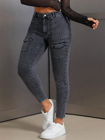 High Waist Women's Denim Slim Fit Jeans Butt Lifting Mid Waist Comfortable Stretchy Long Pants Fashionable Casual Trousers.