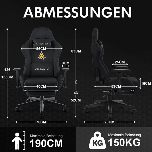 Gaming-Stuhl aus echtem Leder, Computer-Bürostuhl mit Fußstütze, ergonomischer Computerstuhl mit hoher Rückenlehne und Lordosenstütze