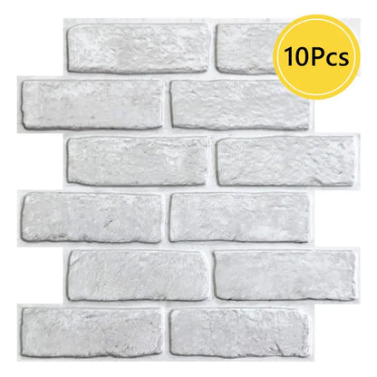 10pcs 3D Faux Brick Wall Sticker, Self-adhesive Wall Panels for Kitchen Backsplash, Bedroom, Living Room Decor, 30 x 30cm