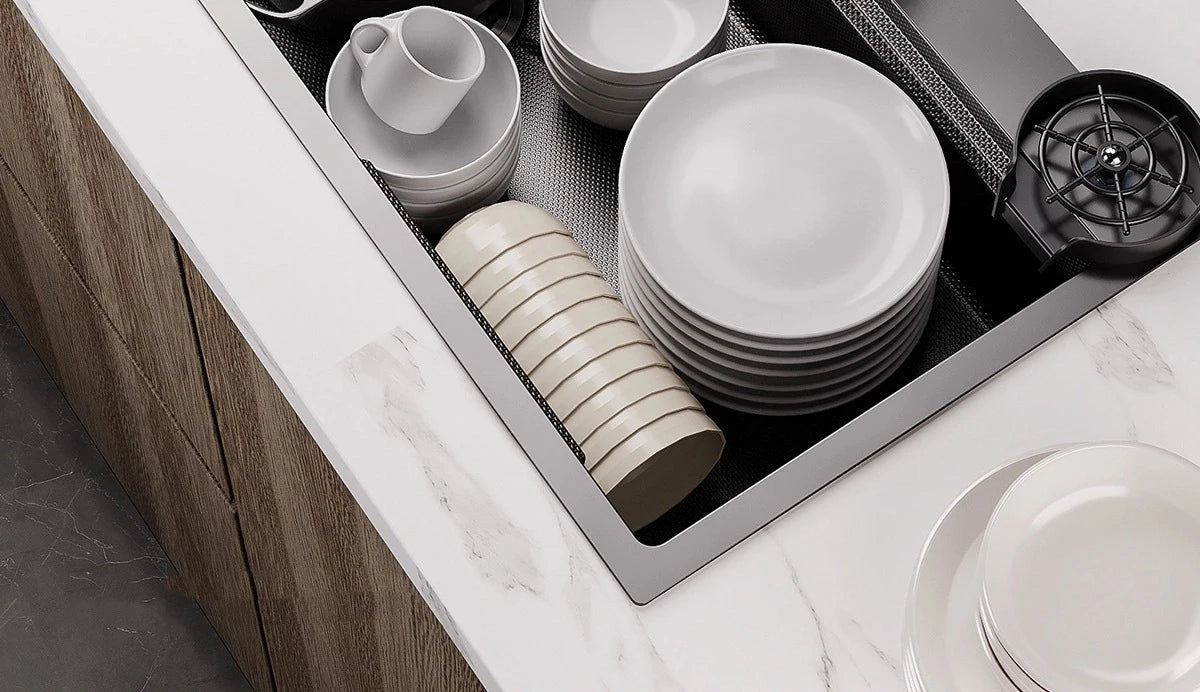 Stainless Steel Kitchen Sink Household Rice Grain Pattern Large Single Slot Wear Resistant Wash Dish Bowl Countertop Basin