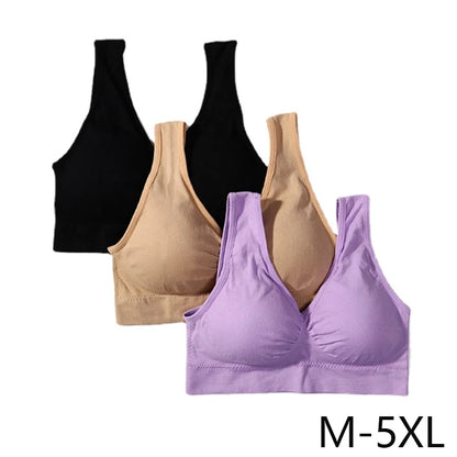 3PCS/lot Seamless Bra With Pads Plus Size Bras For Women Active Bra Wireless Brassiere Push Up Big Size Vest Wireless BH 5XL.