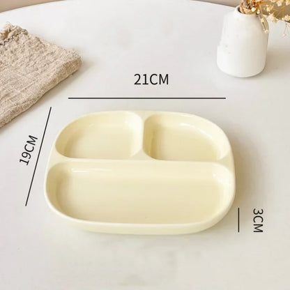3Grid Plates for Food Dinner Plates Dinnerware Dining Compartment Plate Serving Dishes Salad Kitchen Eco-friendly Tableware.