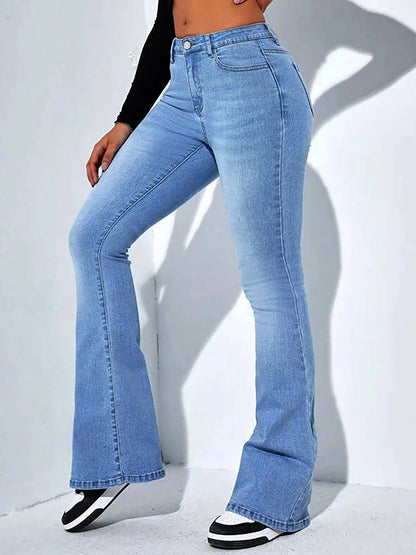 Women's jeans high waist stretch comfortable flared pants Denim pants.