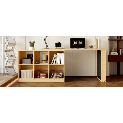 140 x 104 x 75 cm großer multifunktionaler Büroschreibtisch, sechsfacher Aufbewahrungsschrank + Regal, perforierte Platte + Regal, langlebige, austauschbare Form