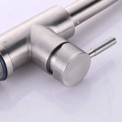 360° Rotating Retractable Sink Faucet Hot and cold Water Button Ceramic Valve Kitchen Stainless Steel Faucet with Shower