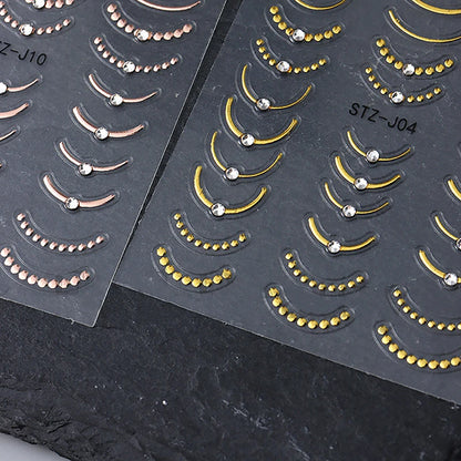 French Tips Nail Sticker 5D Embossed Crystal French Nail Decals Gold Silver Black Line Design Adhesive Slider Nails Art.