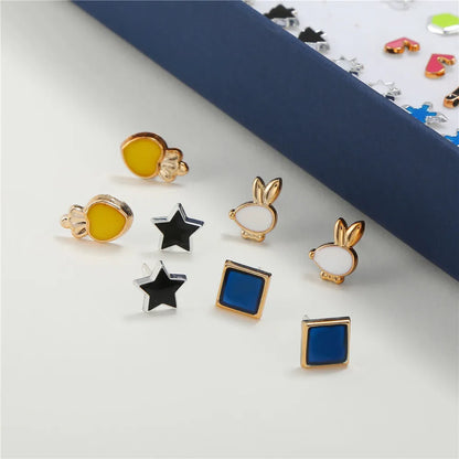 100 Pair/Lot Small Mini Stud Earring Set For Girl Love Star Animal Geometric Random Female Wedding Party Ear Jewelry Accessories.