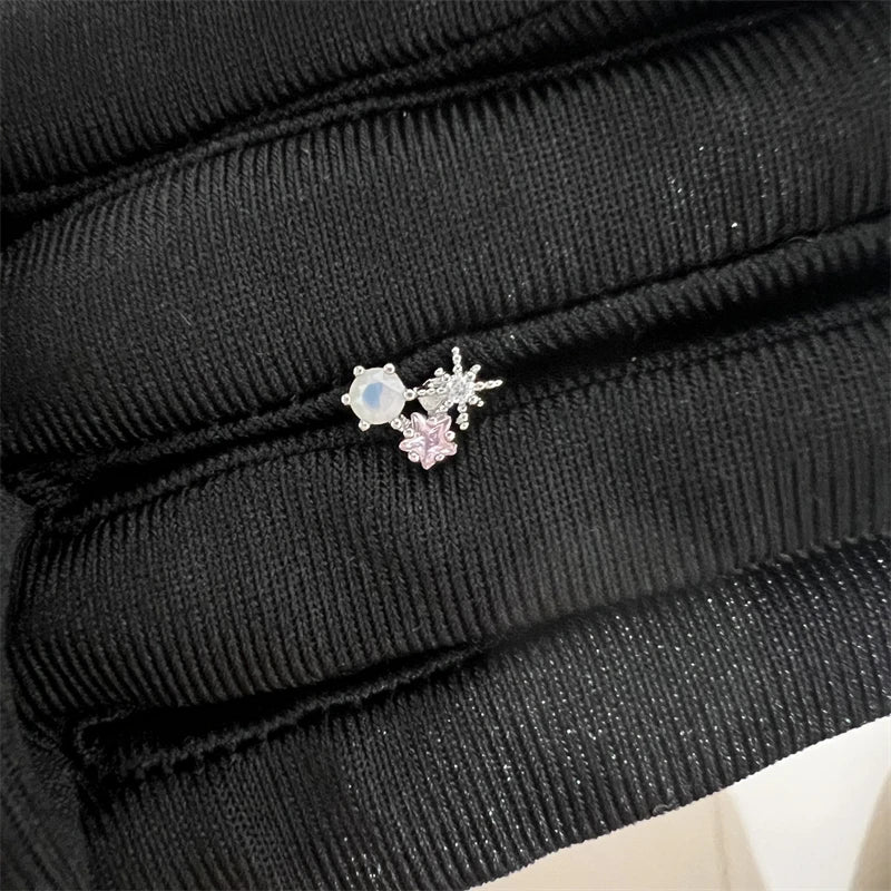 1PCS Cute Pink Zircon 316L Stainless Steel Ear Bone Nail New Fashion Y2K Punk Small Earring for Women Cochlea Jewelry Party Gift.