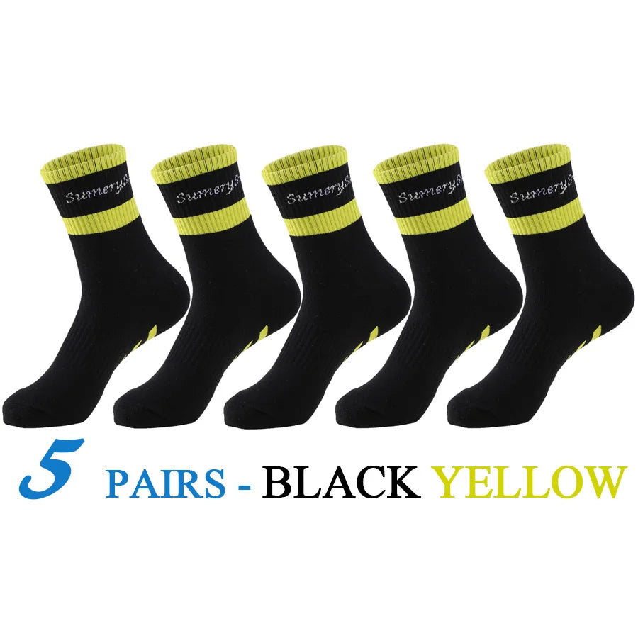5 Pairs/Lot Running Socks Men Sports High Quality Cotton Colorful Outdoor Cycle Casual Breathable Long Sock Male Gifts 5 Styles