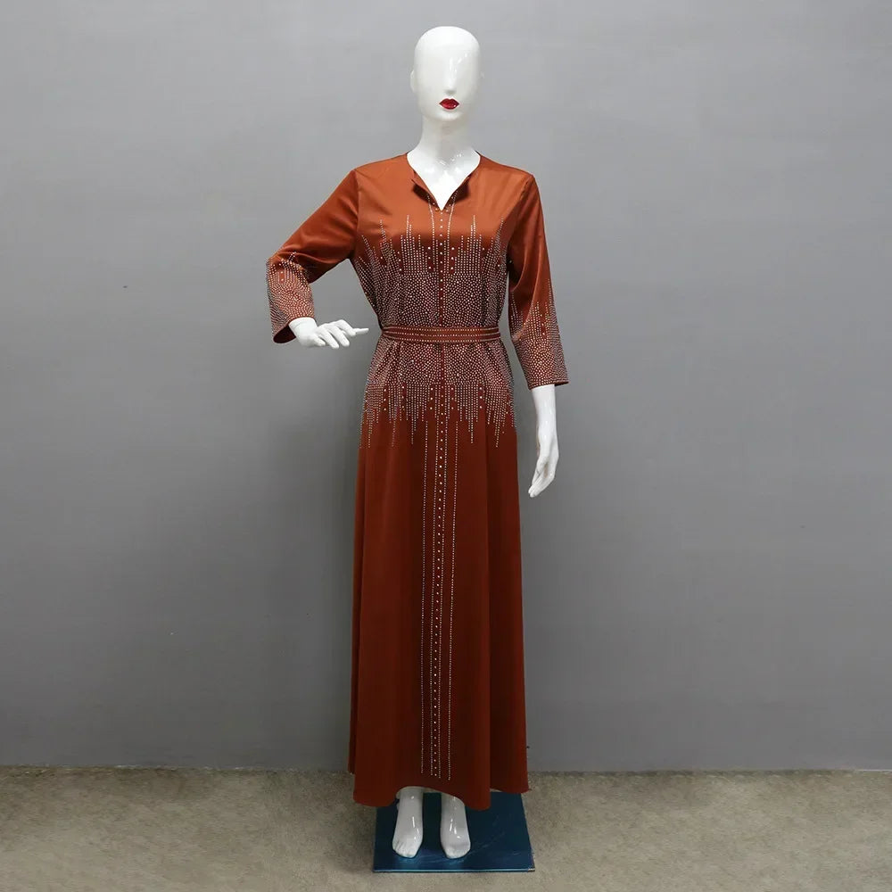 Diamanten Abayas für Frauen Muslimischen Abend Party Kleid Islam Kleidung Arabische Robe Saudi Kleid Marocain Kaftan Dubai Jalabiya Djellaba