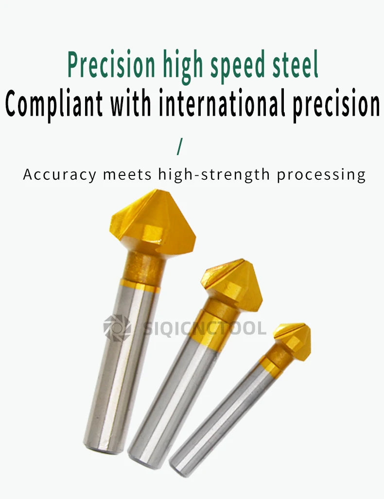 HSS Fasen Anfasen Cutter Schaftfräser Werkzeug Senker Bohrer Set Zu Holz Stell Fasen Cutter Power Tool 3 Flöte 90 grad