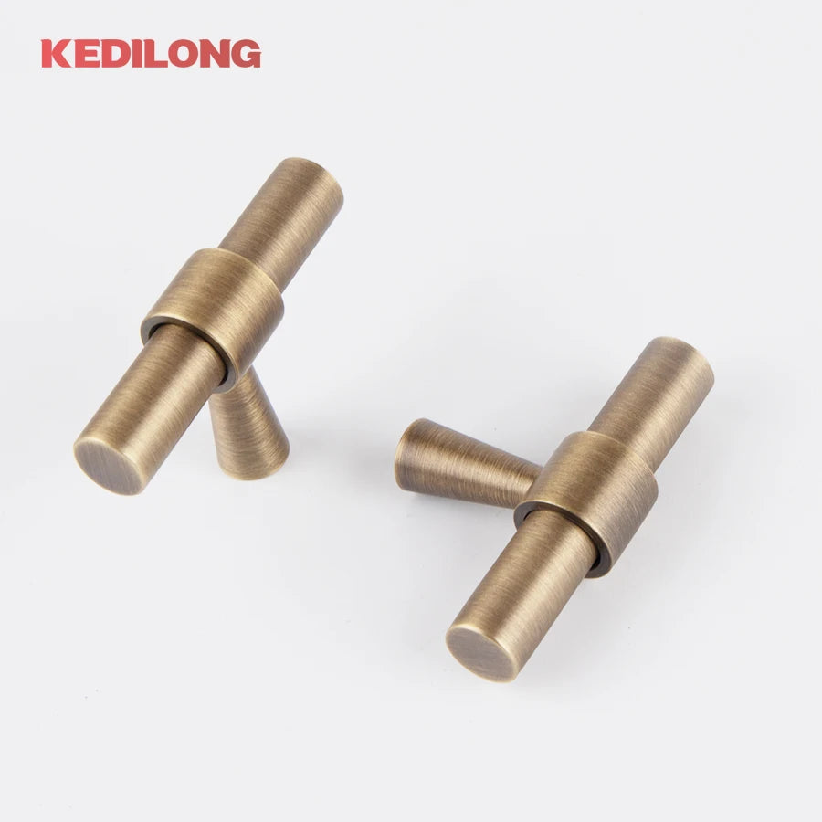 KEDLO Solid Brass Brushed Antique Brass Bronze 500mm Pull Drawer Knobs T Bar Kitchen Cabinet Handle