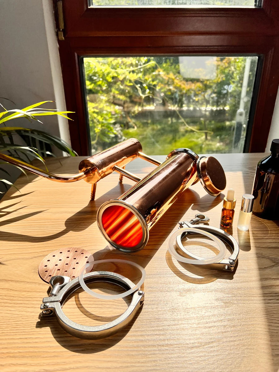 HOOLOO 8L Copper Distiller Essential Oil Hydrosol Still Home Distiller Direct Fire Hea Equipment DIY from Herbs Plants & Flowers.