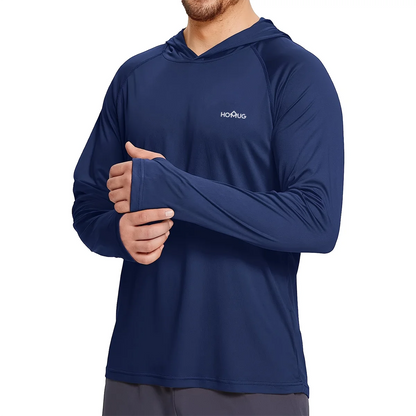 Men's UPF 50+ Sun Protection Hoodie T-Shirts Long Sleeve SPF/UV Quick Dry Lightweight Fishing Workout Thumbhole T-Shirt Male