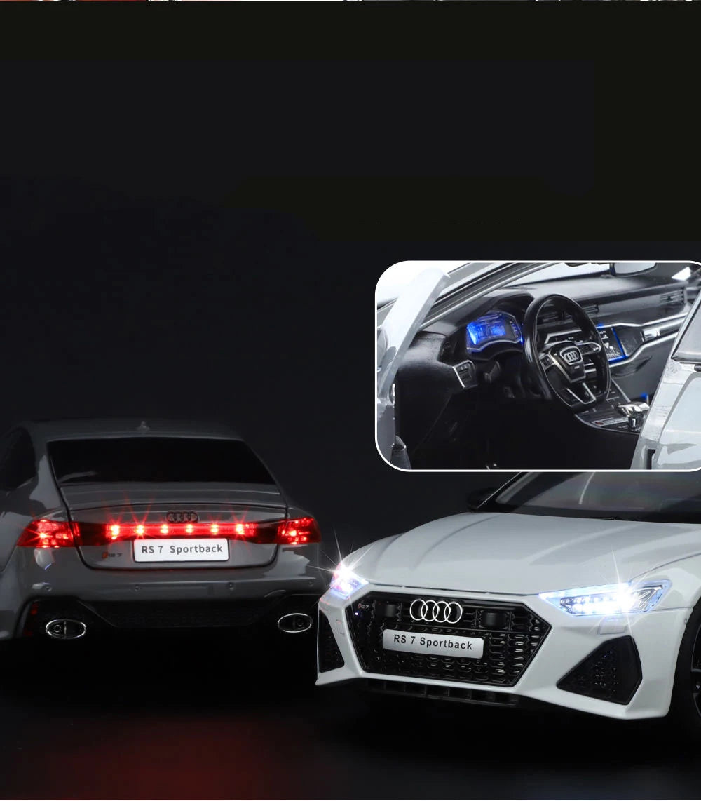 1:18 Key Remote Control Version AUDI RS7 Alloy Sports Car Model Diecast Metal Racing Vehicle Car Model Sound Light Kids Toy Gift.