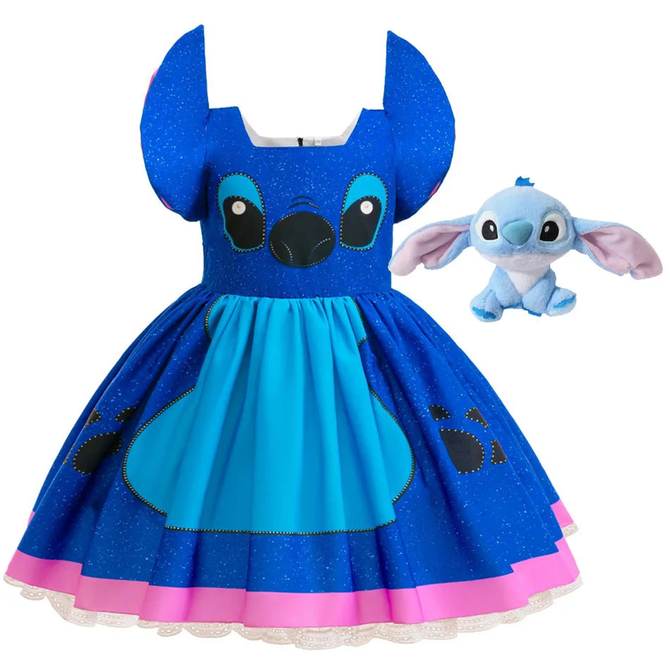 Kinder Lilo und Stitch Rollenspiel Prinzessin Kleid Kinder Bühnenkostüm Mädchen Karneval Halloween Party Cartoon Bekleidung.