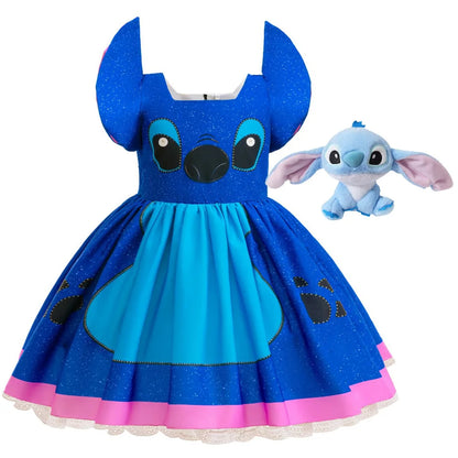 Kinder Lilo und Stitch Rollenspiel Prinzessin Kleid Kinder Bühnenkostüm Mädchen Karneval Halloween Party Cartoon Bekleidung.