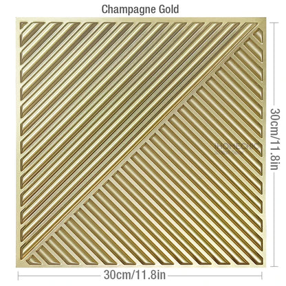 12pcs 30x30cm 3D Wall Panel Shining Gold 3D Wall Sticker Champagne gold color Wedding party background wall art Wood grain paper