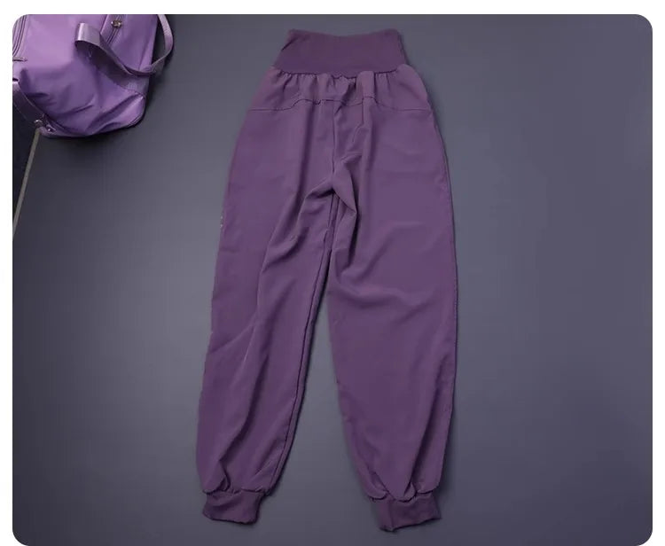 Damen-Fitness-Yogahose mit hoher Taille und Tasche, lockere Bündchen, Knöchel, Workout, Laufen, Training, Sport, Jogginghose, schnell trocknende Haremshose