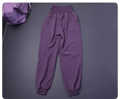 Damen-Fitness-Yogahose mit hoher Taille und Tasche, lockere Bündchen, Knöchel, Workout, Laufen, Training, Sport, Jogginghose, schnell trocknende Haremshose