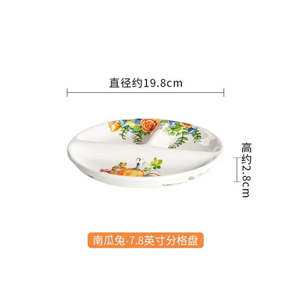 Creative Pumpkin Rabbit Pattern Tableware Garden Style Ceramic Plate Home Cute Dinner Plate Salad Bowl Kitchen Accessories