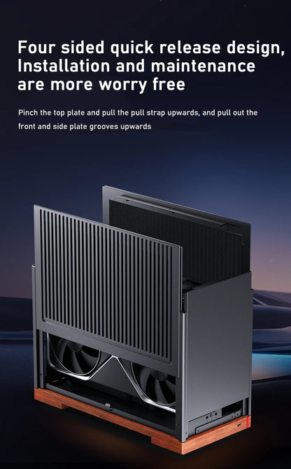 Jonsbo T9 Aluminum Alloy ITX Chassis Computer Desktop Host Shell Type-C 11L Small PC Case With PCIE 4.0 GPU Adapter Cable.