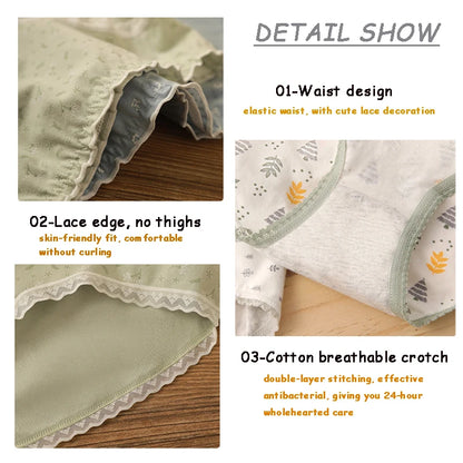 New Women Panties Antibacterial Cotton Lace Underwear Women's Floral Sweet Girls Briefs Mid-waist Shorts Female Lingerie M-XXL.