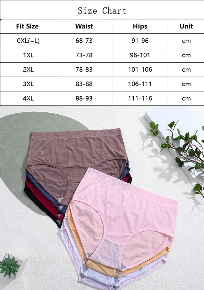 5Pcs Sexy Ice Silk Briefs Large Size Underwear 0XL-4XL Panty Women's Seamless Underwears 8 Solid Color Breathable Underpants.