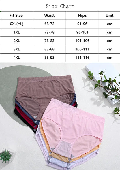 5Pcs Sexy Ice Silk Briefs Large Size Underwear 0XL-4XL Panty Women's Seamless Underwears 8 Solid Color Breathable Underpants.