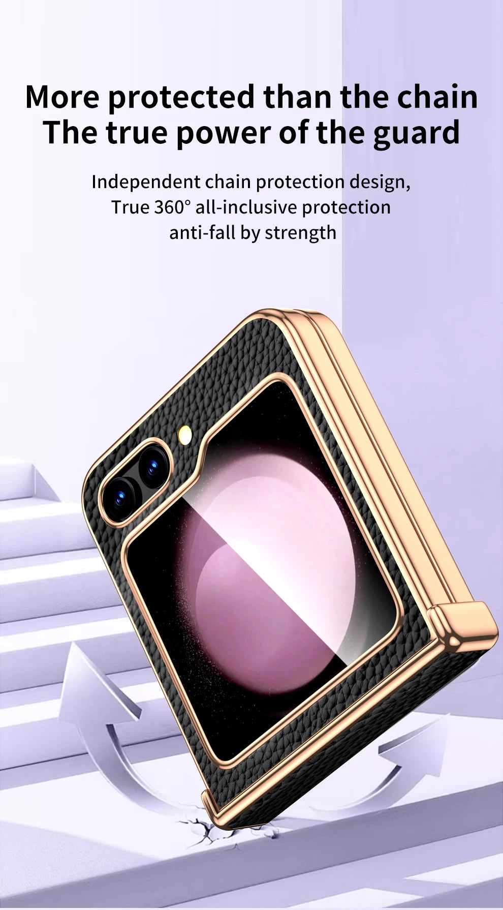 Cowhide Leather Phone Case for Samsung Galaxy Z Flip7 Flip6 Flip5 Flip 7 6 5 Luxury Hinge Protection Cover with Tempered Glass.