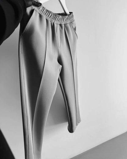 2025 Spring and summer men's new four seasons loose straight tube sports casual pants comfortable suit pants drawstring waistban