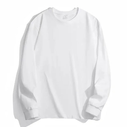 300gsm Heavy Weight Cotton T-shirt Long-sleeved T-shirt for Men Women Pure White Men's Blank Shirt Wholesale