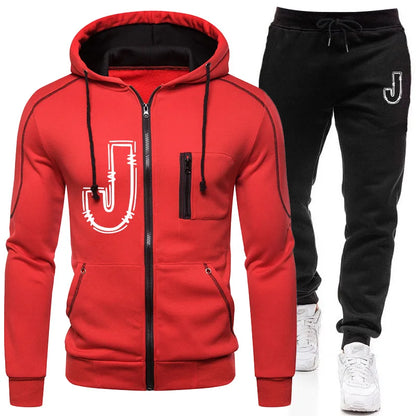 Men's Clothing Casual High Quality Autumn Winter Outdoors Hoodie Daily Jogging Sports Single Piece Zipper Jacket and Sport Pants.