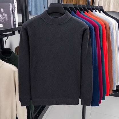 Half Turtleneck Knitwear Sweater New Autumn/Winter Mock Neck Sweatshirts Solid Color Pullovers Man Brand Casual Mens Clothing
