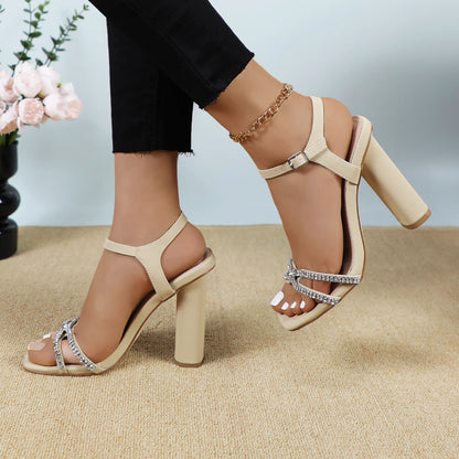 Women's artificial diamond high-heeled sandals  Slides Slipper Wedding Dress  , sparkly.