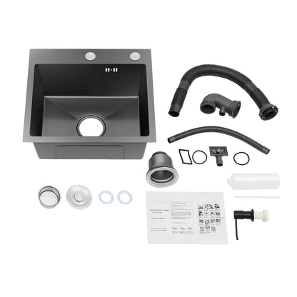 40 x 45 x 20 cm Küchenspüle-Set, Spüle aus Edelstahl 201 mit Abflusskorb und Seifenspender für Küchen, Badezimmer, Waschräume