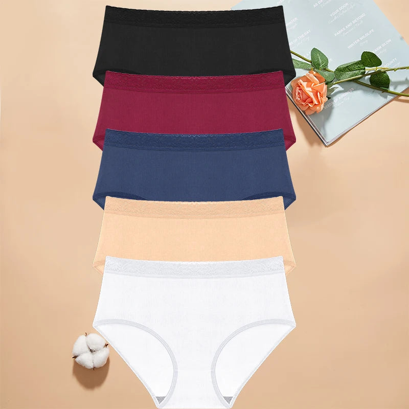 5Pcs Sexy Ice Silk Briefs Large Size Underwear 0XL-4XL Panty Women's Seamless Underwears 8 Solid Color Breathable Underpants