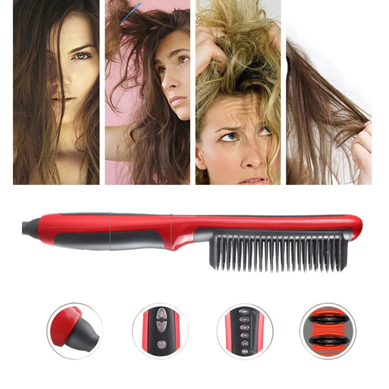 Salon Professional Negative Ion Straight Hair Comb Portable And Fast Heating Negative Ion Straight Hair Comb Styling Tool.