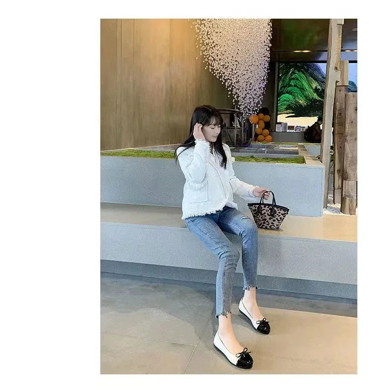 Ballerina Women's Flat Shoes Comfort Non-slip Ladies Loafers Leather Flats Elegant Bowknot Women's Single Shoes Mother's Shoes.