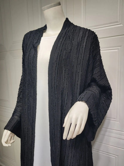 2024 New Fashion Muslim Kimono Abaya Solid Striped Retro Ethnic Cardigan Robe Dubai Middle Eastern Saudi Arabia Eid Clothes.
