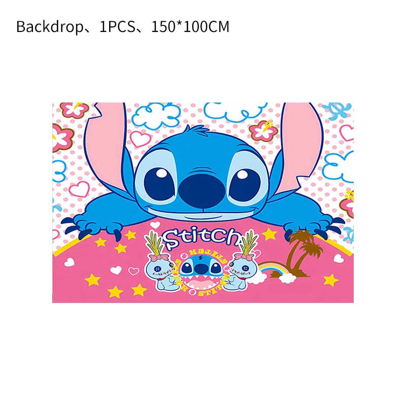 Stitch Party Supplies für Kinder Lilo und Stitch Geburtstag Party Dekorationen Luftballons Banner Tischdecke Hintergrund Geschirr