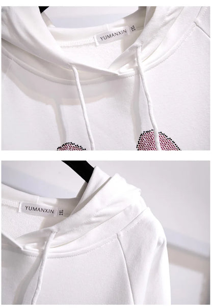 175Kg Plus Größe frauen Fehlschlag 170 Herbst Winter Neue Lose Fleece Cartoon Mit Kapuze Sweatshirt Schwarz Weiß 6XL 7XL 8XL 9XL 10XL 11XL.