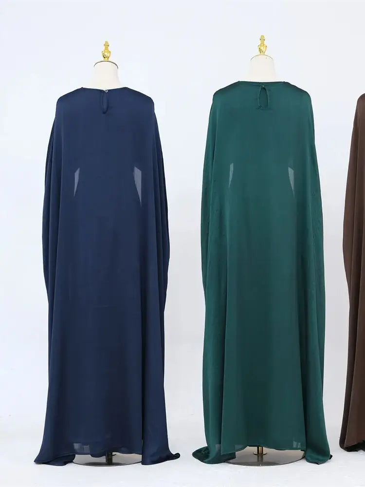 Ramadan Satin 2 Piece Abaya Modest Muslim Sets Kebaya African Dresses For Women Robe Femme Musulmane Caftan Marocain Vestidos.