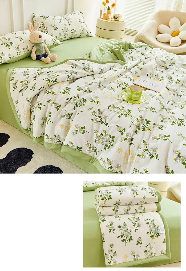 1pc Thin Duvet for Summer Quilt Single/Double/Queen Size Comforter Printed Blanket Home Soft Bedspread edredones (No Pillowcase).