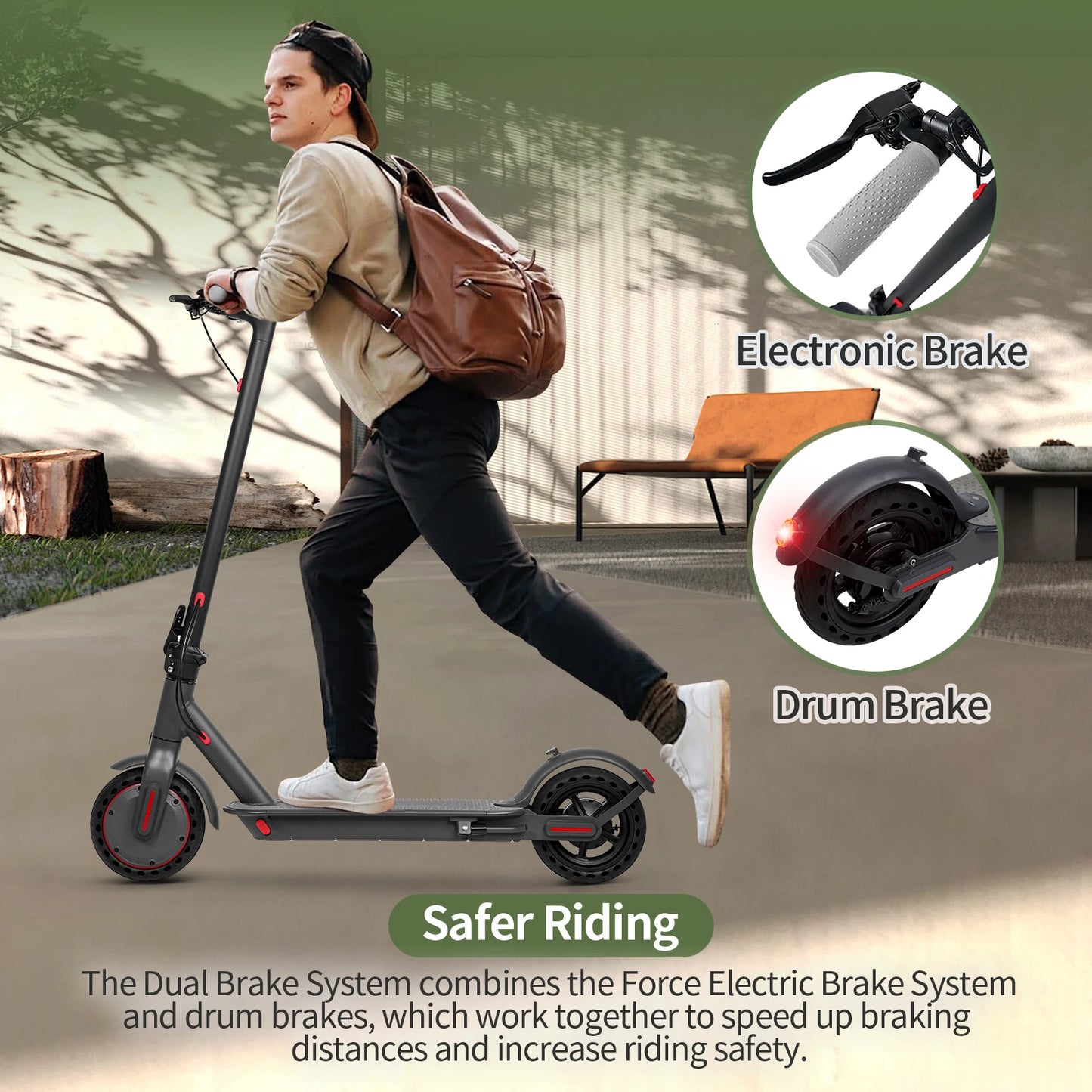 ES80/M365 X1 Electric Scooter 36V 10.5Ah 500W Motor 35KM Long Range 31KM/H 8.5Inch Solid Tires Foldable Smart APP EScooter