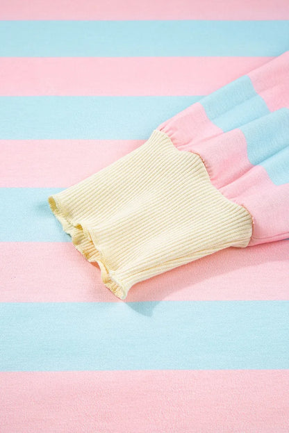 GIBSIE Plus Größe Gestreiften Tropfen Schulter Lose Sweatshirt Frauen 2025, Herbst Casual Langarm Passenden Rundhals Pullover Tops.