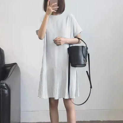 Zanzea lässig solide plissierte Kleid Frauen Sommer Kurzarm knielange Robe 2024 koreanische lose einfache Patchwork Vestido Overs ize.